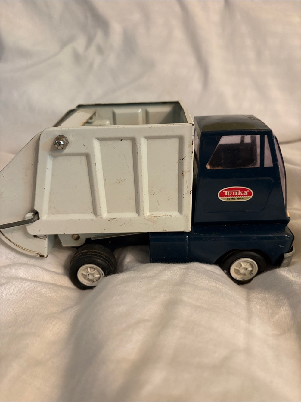 Tonka Blue and White Metal Dump Truck Toy